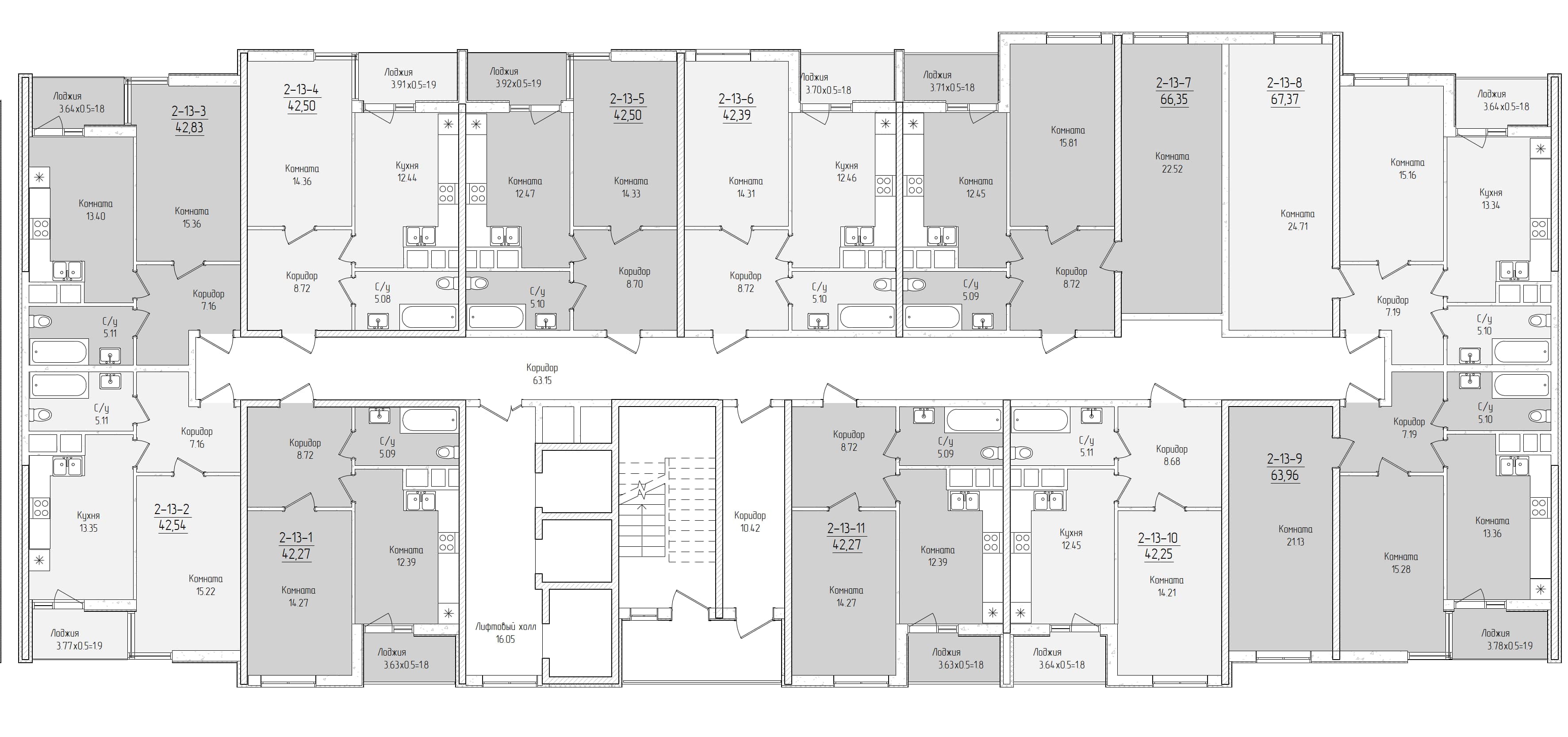 Секція 2, типовий поверх