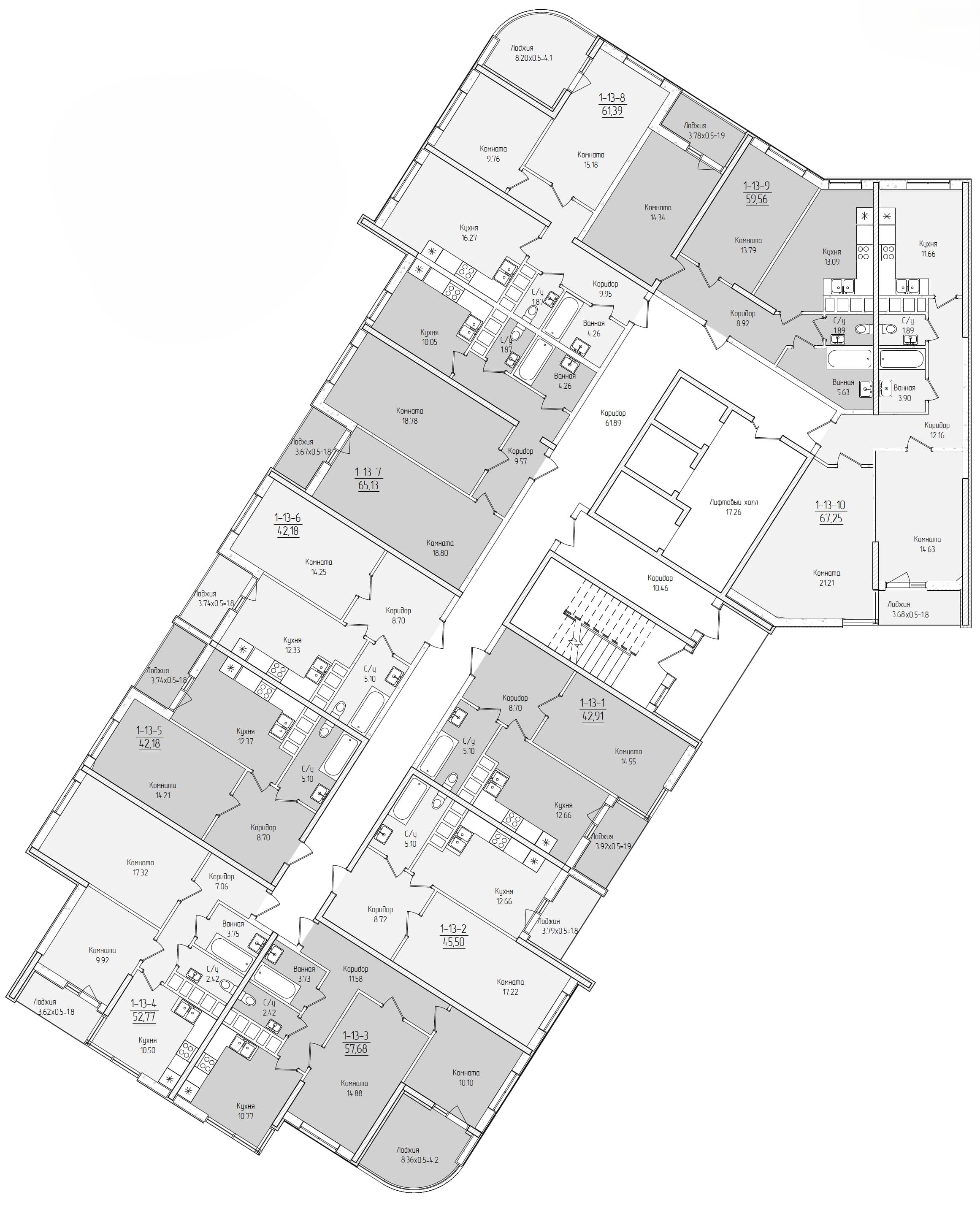 Секція 1, типовий поверх