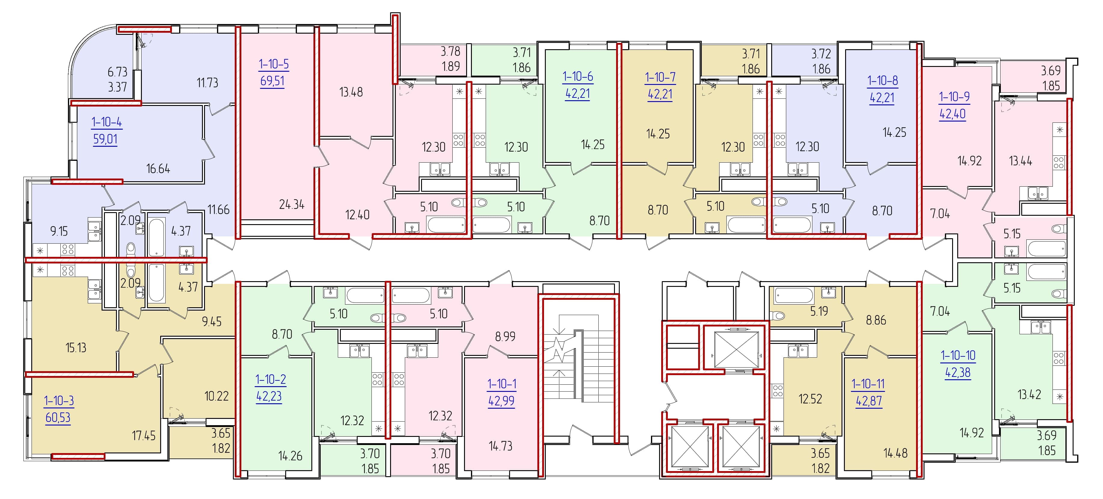 Секція 1, типовий поверх